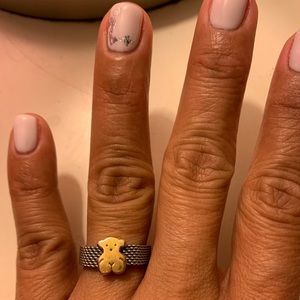 Authentic Tous mesh ring 18k gold Bear Medium size
